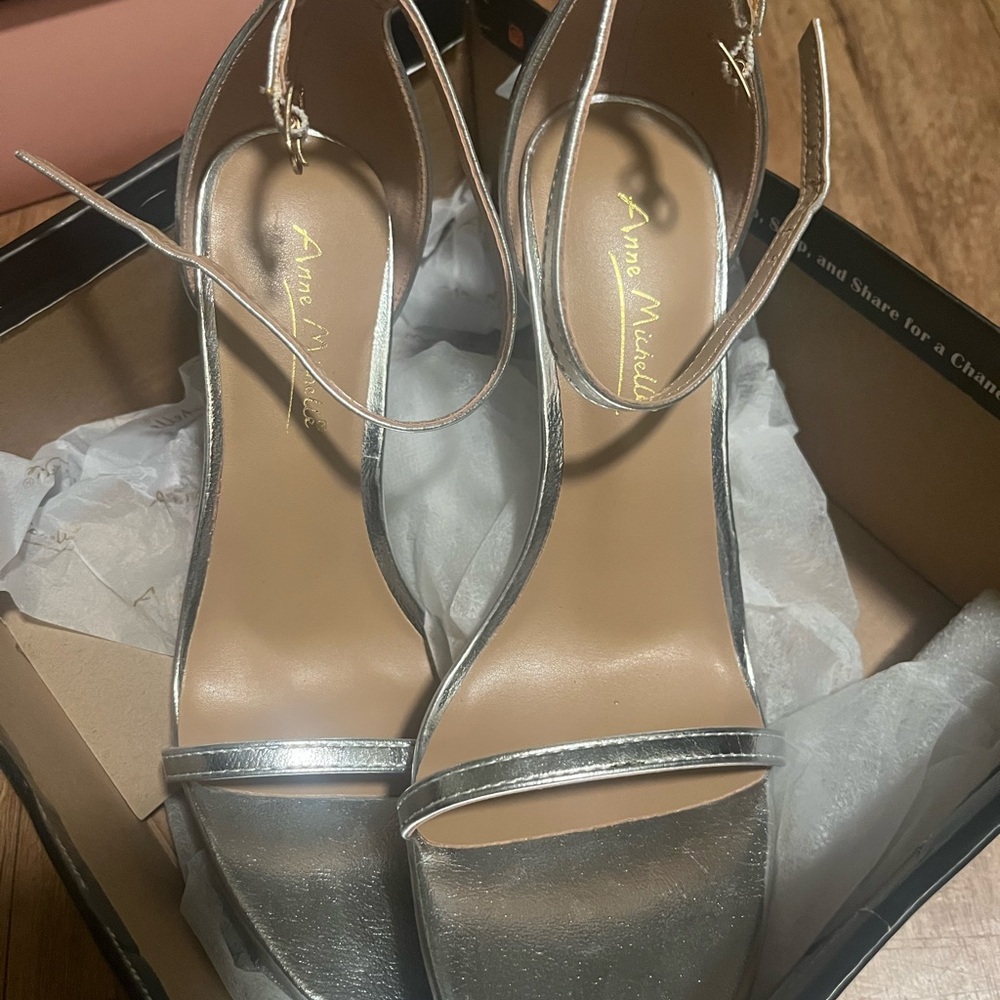 Anne Michelle Silver Strappy Heels